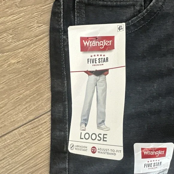 NEW Wrangler Boys Five Star Premium Loose Jeans Black Size 14 Regular - Picture 3 of 4